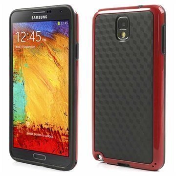 Samsung Galaxy Note 3 N9000 N9005 Cube Design Hybridikotelo Musta / Punainen