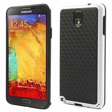 Samsung Galaxy Note 3 N9000 N9005 Cube Design Hybridikotelo Musta / Valkoinen