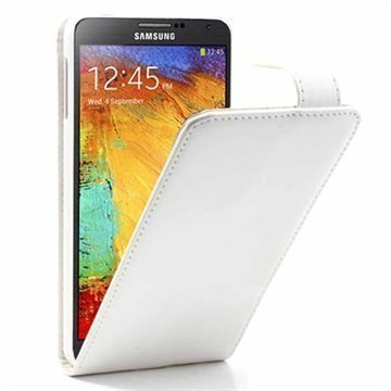 Samsung Galaxy Note 3 N9000 N9005 Pystysuuntainen Nahkainen Läppäkotelo Valkoinen