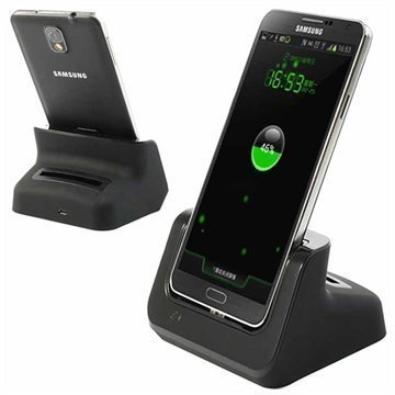 Samsung Galaxy Note 3 N9000 USB Pöytälaturi Tuplalaturi Musta