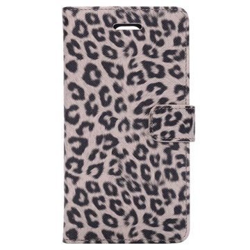 Samsung Galaxy Note 4 Wallet Nahkakotelo Leopard Harmaa