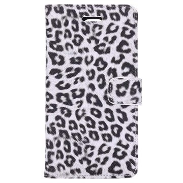 Samsung Galaxy Note 4 Wallet Nahkakotelo Leopard Valkoinen