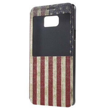 Samsung Galaxy Note 5 Slim View Folio Suojakotelo Vintage American Flag