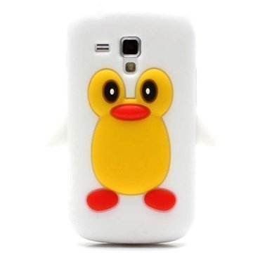 Samsung Galaxy S Duos S7562 S7560 3D Penguin Silikoni Kotelo Valkoinen