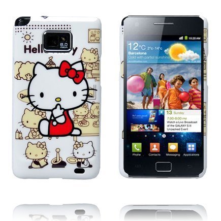 Samsung Galaxy S2 Hello Kitty Suojakuori Vlakoinen / Punainen Kuvioitu