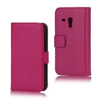 Samsung Galaxy S3 Mini I8190 Wallet Nahkakotelo Kuuma Pinkki