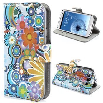 Samsung Galaxy S3 i9300 Wallet Nahkakotelo Valkoinen / Sininen / Keltainen / Vihreä