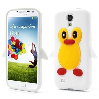 Samsung Galaxy S4 I9500 I9505 3D Penguin Silikoni Kotelo Valkoinen