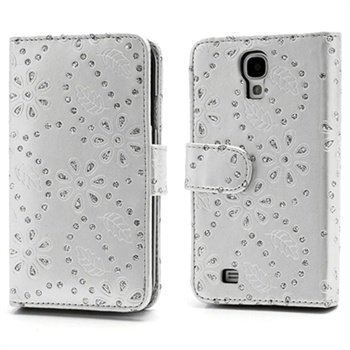 Samsung Galaxy S4 I9500 I9505 Bling Diamond Wallet Nahkakotelo Hopeinen