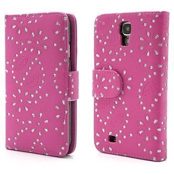 Samsung Galaxy S4 I9500 I9505 Bling Diamond Wallet Nahkakotelo Kuuma Pinkki