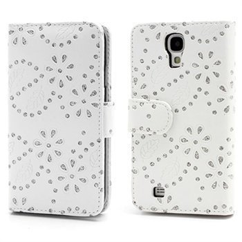 Samsung Galaxy S4 I9500 I9505 Bling Diamond Wallet Nahkakotelo Valkoinen