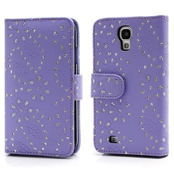 Samsung Galaxy S4 I9500 I9505 Bling Diamond Wallet Nahkakotelo Violetti