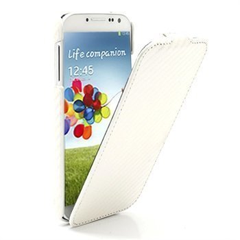 Samsung Galaxy S4 I9500 I9505 Kannellinen Nahkakotelo Valkoinen