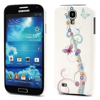 Samsung Galaxy S4 I9500 I9505 Rhinestone Snap-on Suojakotelo Kukkia / Perhosia