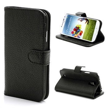 Samsung Galaxy S4 I9500 Wallet Nahkakotelo Musta