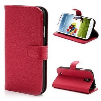 Samsung Galaxy S4 I9500 Wallet Nahkakotelo Punainen