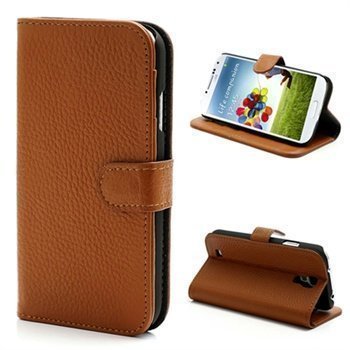 Samsung Galaxy S4 I9500 Wallet Nahkakotelo Ruskea