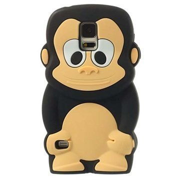 Samsung Galaxy S5 3D Monkey Silikoni Kotelo Musta