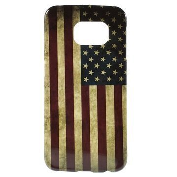 Samsung Galaxy S6 Edge TPU Kotelo Vintage Amerikan Lippu