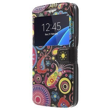 Samsung Galaxy S7 Slim View Folio Suojakotelo Paisleyn Kuvio