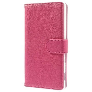 Sony Xperia C3 C3 Dual Wallet Nahkakotelo Kuuma Pinkki