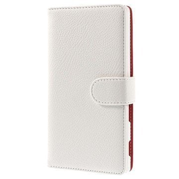 Sony Xperia C3 C3 Dual Wallet Nahkakotelo Valkoinen