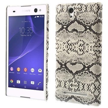 Sony Xperia C3 Xperia C3 Dual Kova Nahkakotelo Käärmeennahka Valkoinen