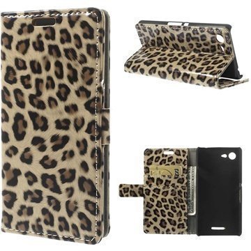 Sony Xperia E3 Xperia E3 Dual Wallet Nahkakotelo Leopard