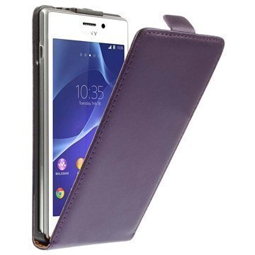 Sony Xperia M2 M2 Dual Pystysuuntainen Nahkainen Läppäkotelo Violetti