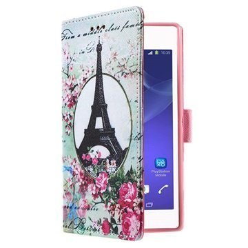 Sony Xperia M2 Xperia M2 Dual Lompakko Kotelo Eiffel Torni