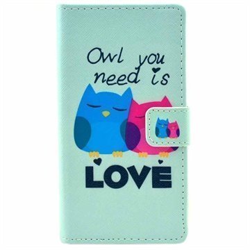 Sony Xperia M2 Xperia M2 Dual Lompakkonahkakotelo Owl You Need Is Love