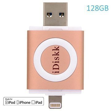 iDiskk 128Gt Lightning / USB 3.0 Muistitikku Ruusukulta iPhone iPad iPod