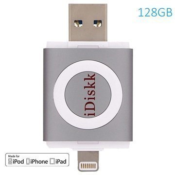 iDiskk 128Gt Lightning / USB 3.0 Muistitikku Tähtiharmaa iPhone iPad iPod