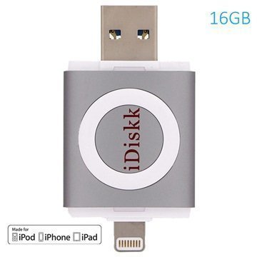 iDiskk 16Gt Lightning / USB 3.0 Muistitikku Tähtiharmaa iPhone iPad iPod