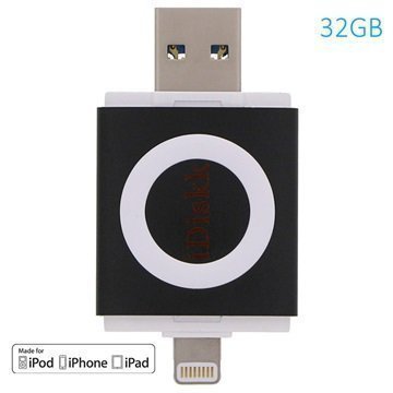 iDiskk 32Gt Lightning / USB 3.0 Muistitikku Musta iPhone iPad iPod