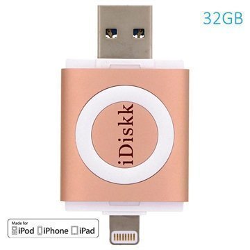 iDiskk 32Gt Lightning / USB 3.0 Muistitikku Ruusukulta iPhone iPad iPod