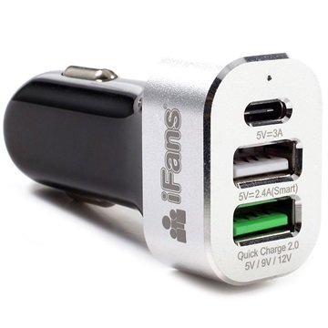 iFans Dual USB & Type-C Quick Autolaturi Hopea