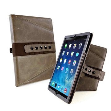 iPad Pro 9.7 Tuff-luv Tri-Axis Vintage Genuine Leather Case Ruskea