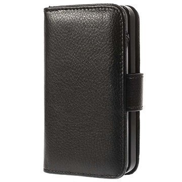 iPhone 4 / 4S Wallet Nahkakotelo Musta