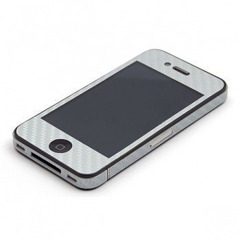 iPhone 4 Full Body Protection Foil Carbon Fibre Silver