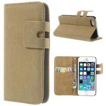 iPhone 5 / 5S / SE Wallet Nahkakotelo Beige