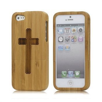 iPhone 5 / 5S / SE Wooden Snap-On Cover Cross