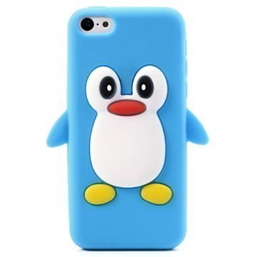 iPhone 5C 3D Penguin Silikoni Kotelo Baby Blue