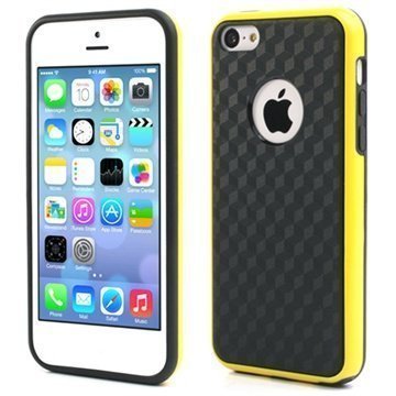 iPhone 5C Cube Design Hybrid Kotelo Musta / Keltainen