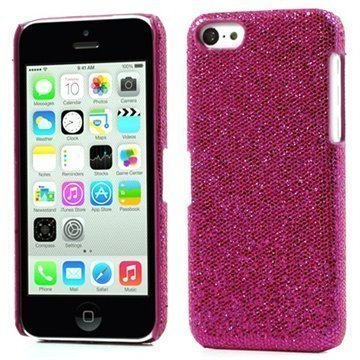 iPhone 5C Glitter Snap-on Suojakotelo Kuuma Pinkki