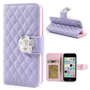 iPhone 5C Rhombus Wallet Nahkakotelo Violetti