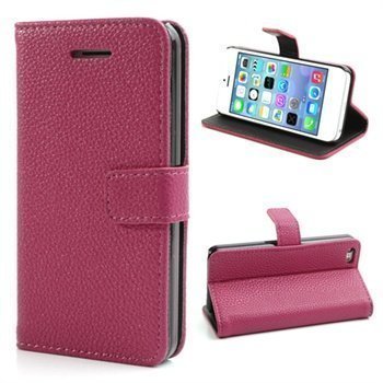 iPhone 5C Wallet Nahkakotelo Kuuma Pinkki