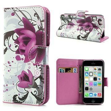 iPhone 5C Wallet Nahkakotelo Lotus