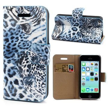 iPhone 5C Wallet Nahkakotelo Tiger Sininen