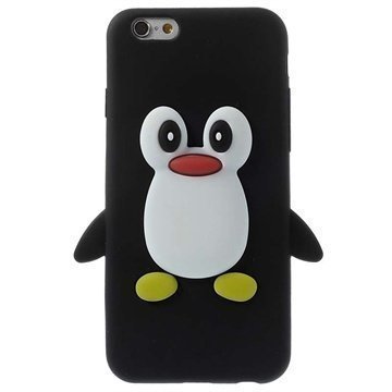 iPhone 6 / 6S 3D Penguin Silikoninen Suojakuori Musta